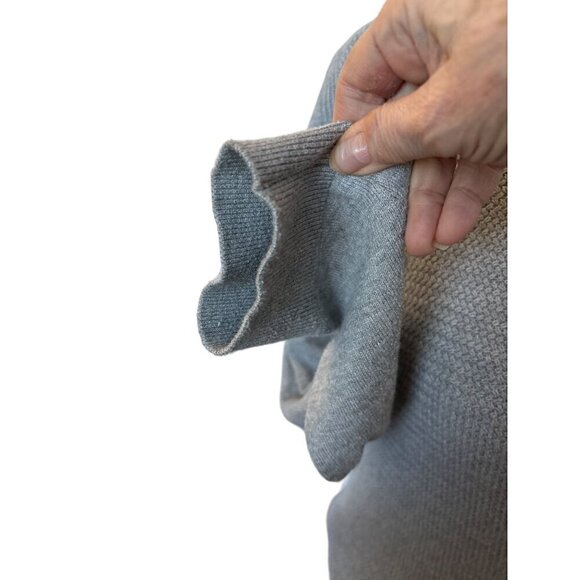 Ann Taylor Loft Sweater Women L Gray Cotton Rayon Basket weave knit front - Picture 2 of 7